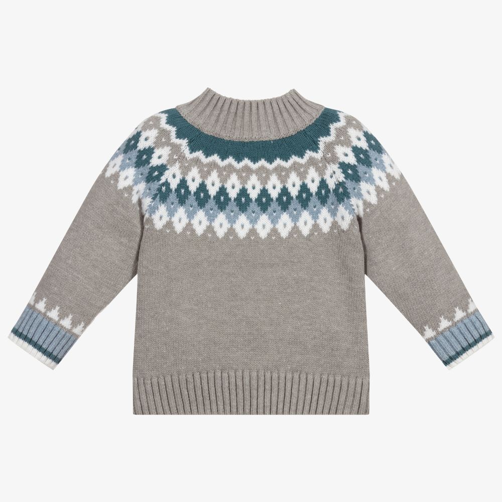 Dr. Kid-Серый вязаный свитер из хлопка для мальчиков | Childrensalon Outlet