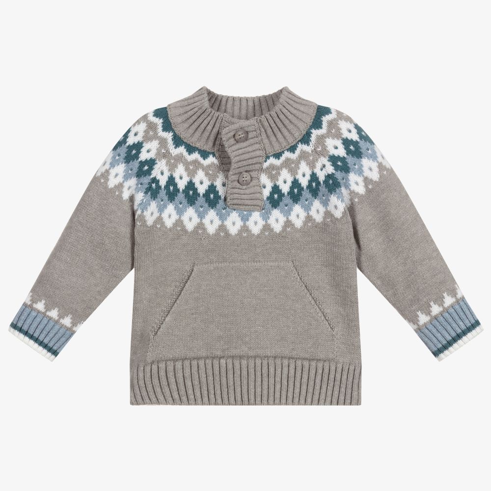 Dr. Kid - Boys Grey Cotton Knit Sweater | Childrensalon