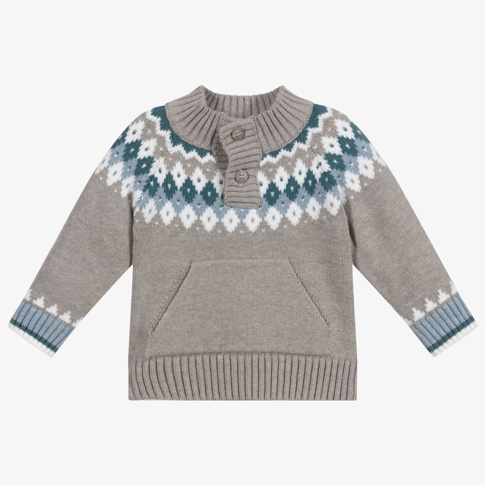 Dr. Kid-Boys Grey Cotton Knit Sweater | Childrensalon Outlet