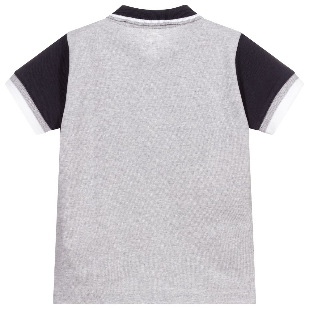 Dr. Kid-Boys Grey Cotton Polo Shirt | Childrensalon Outlet