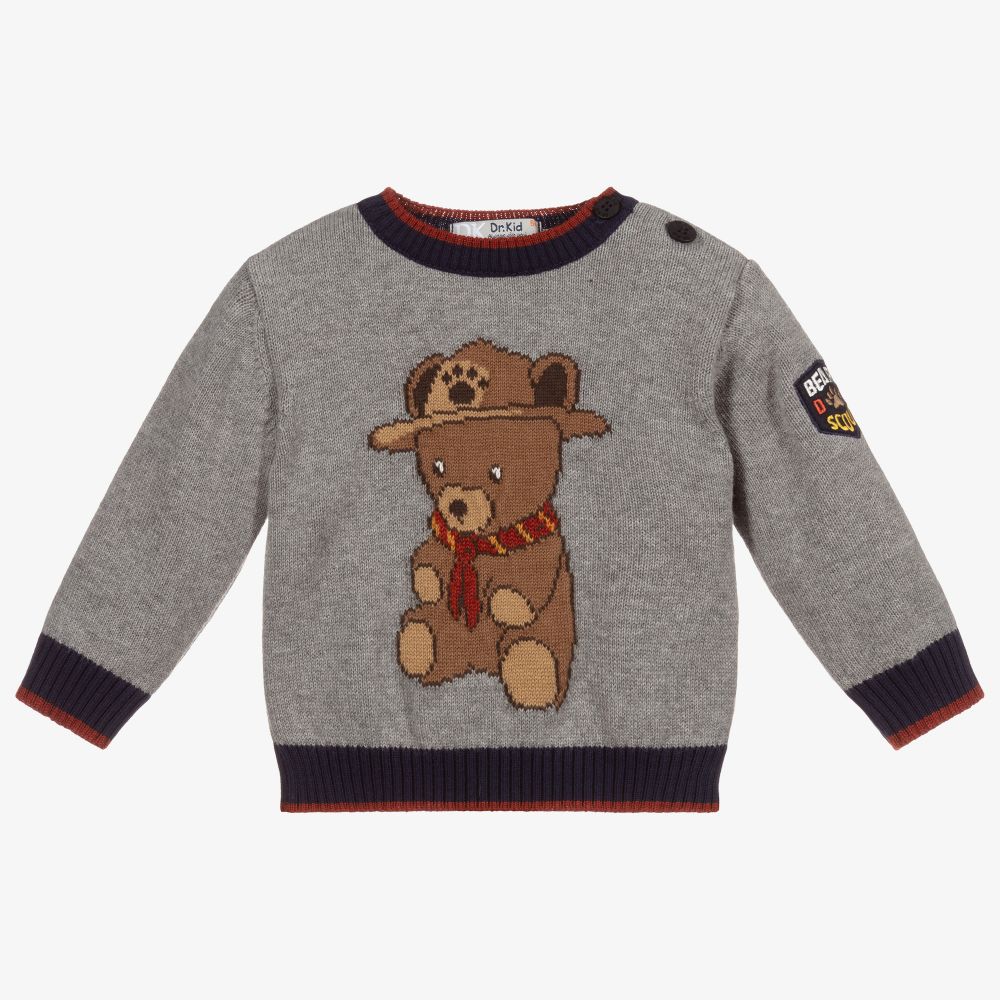 Dr. Kid - Boys Grey Knitted Sweater | Childrensalon