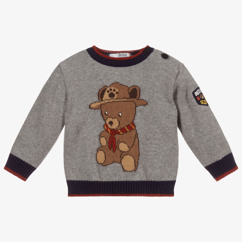 Dr. Kid - Grauer Strickpullover für Jungen | Childrensalon