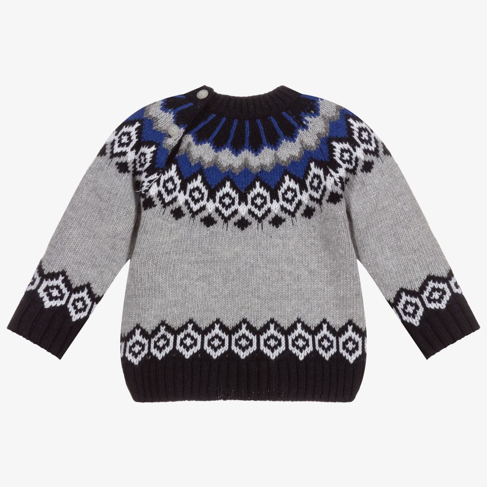 Dr. Kid-Серый шерстяной вязаный свитер для мальчиков | Childrensalon Outlet