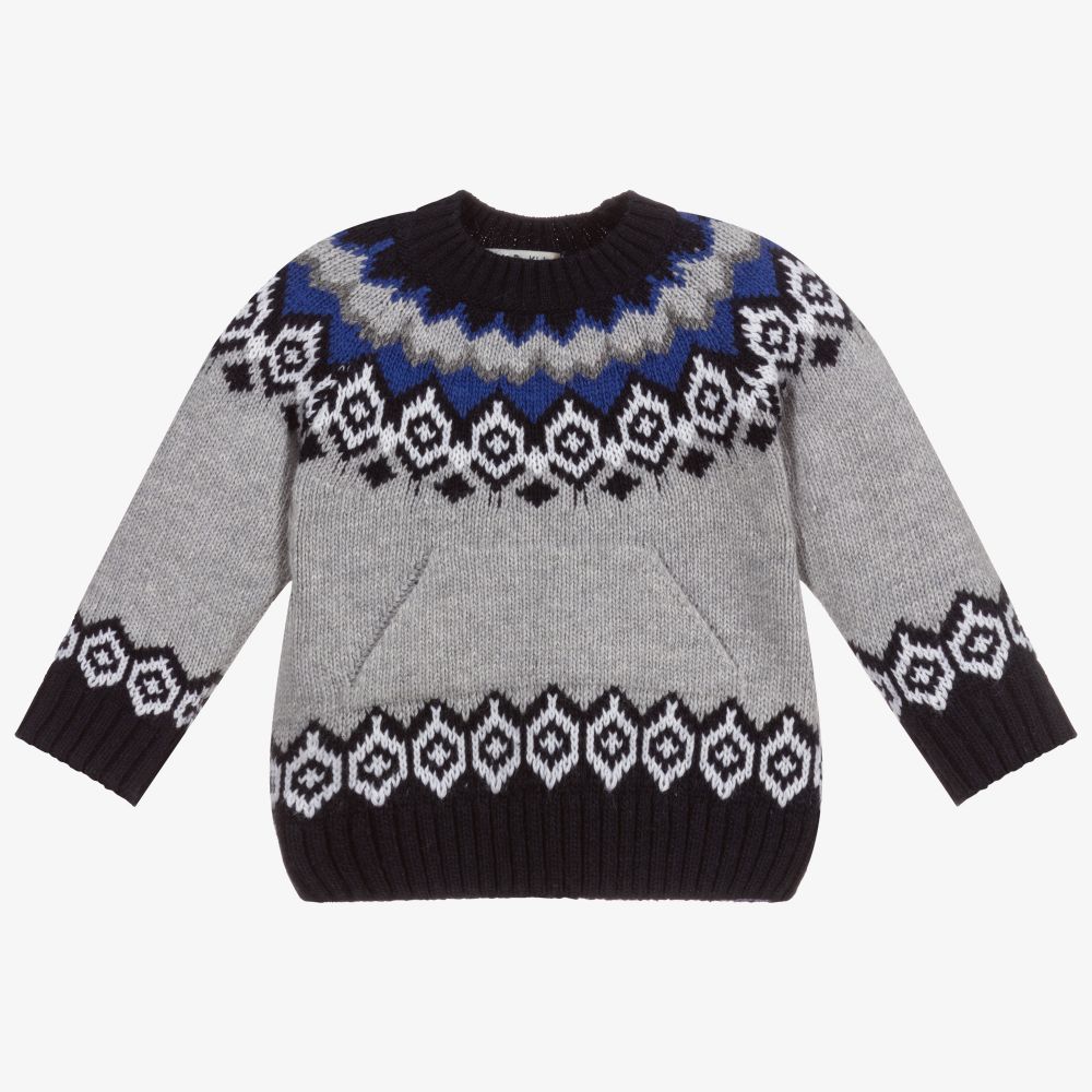 Dr. Kid - Boys Grey Knitted Wool Sweater | Childrensalon