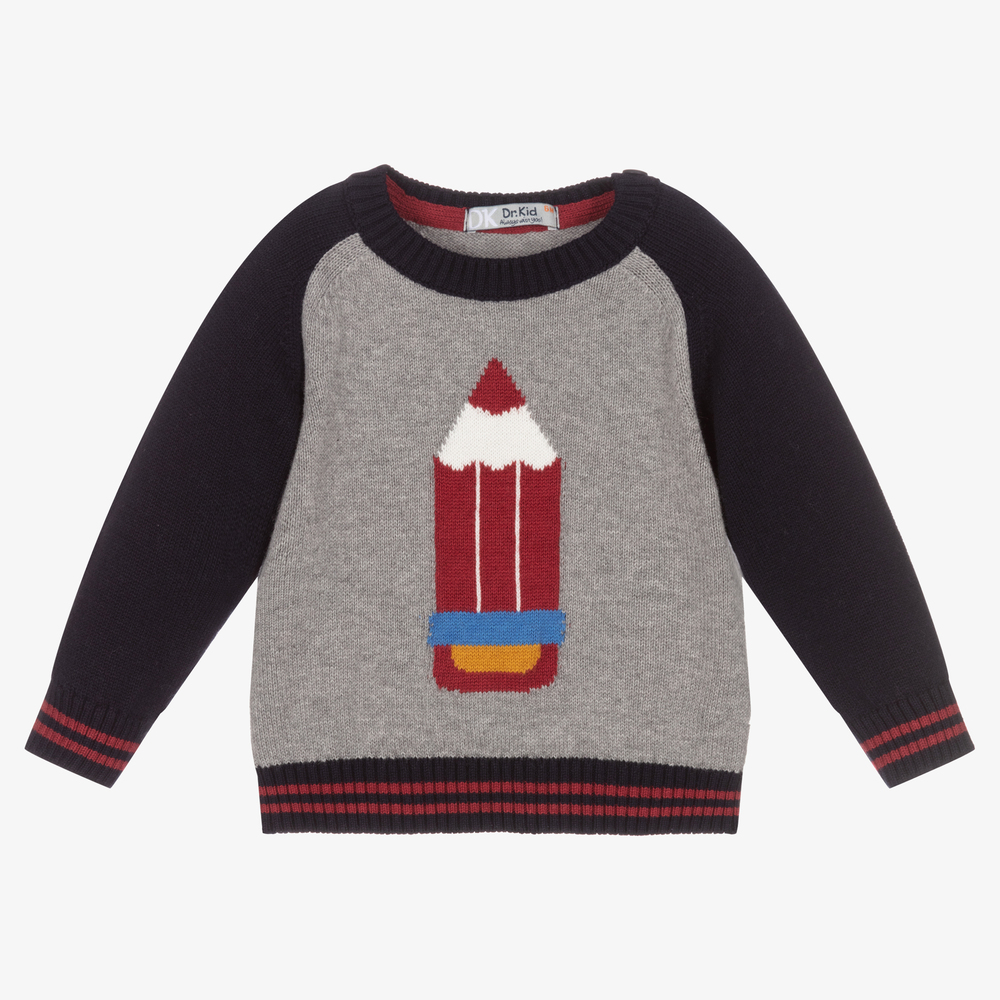 Dr. Kid - Pull gris Crayon Garçon | Childrensalon