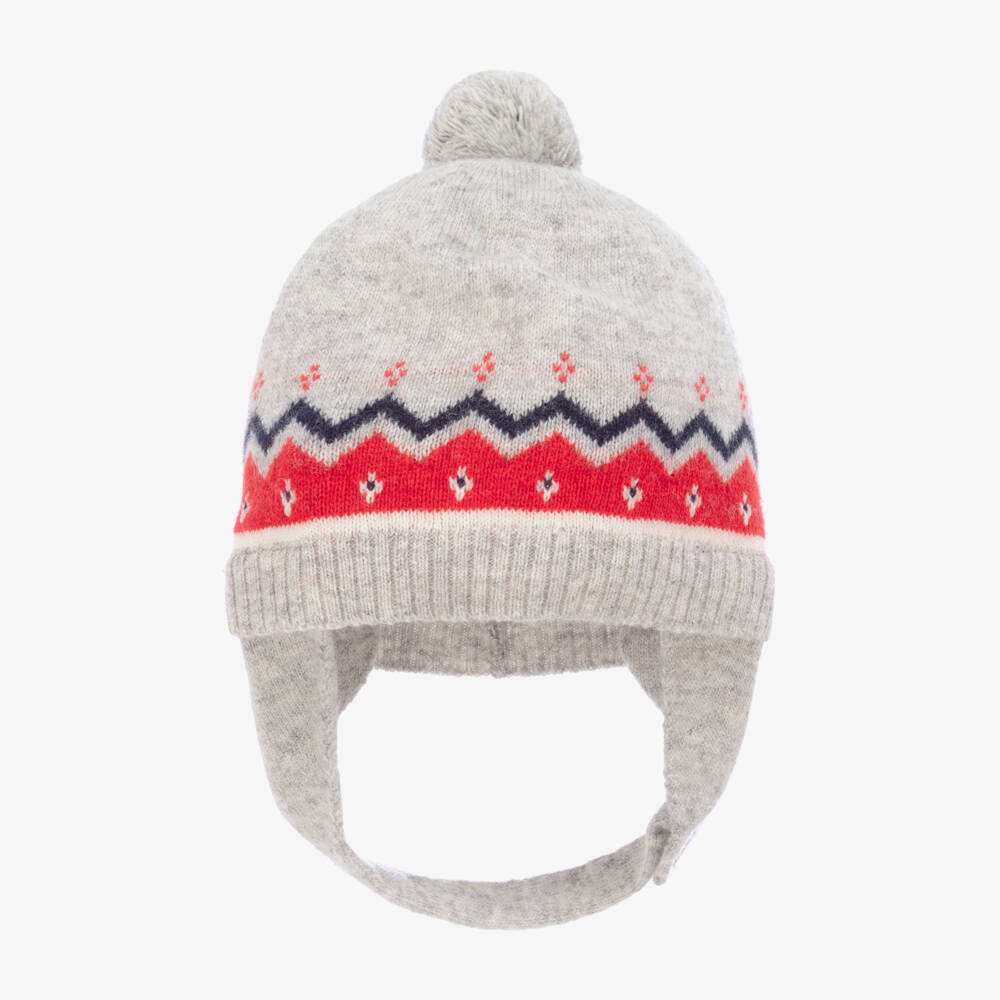 Dr. Kid-Boys Grey Pom-Pom Winter Hat | Childrensalon Outlet