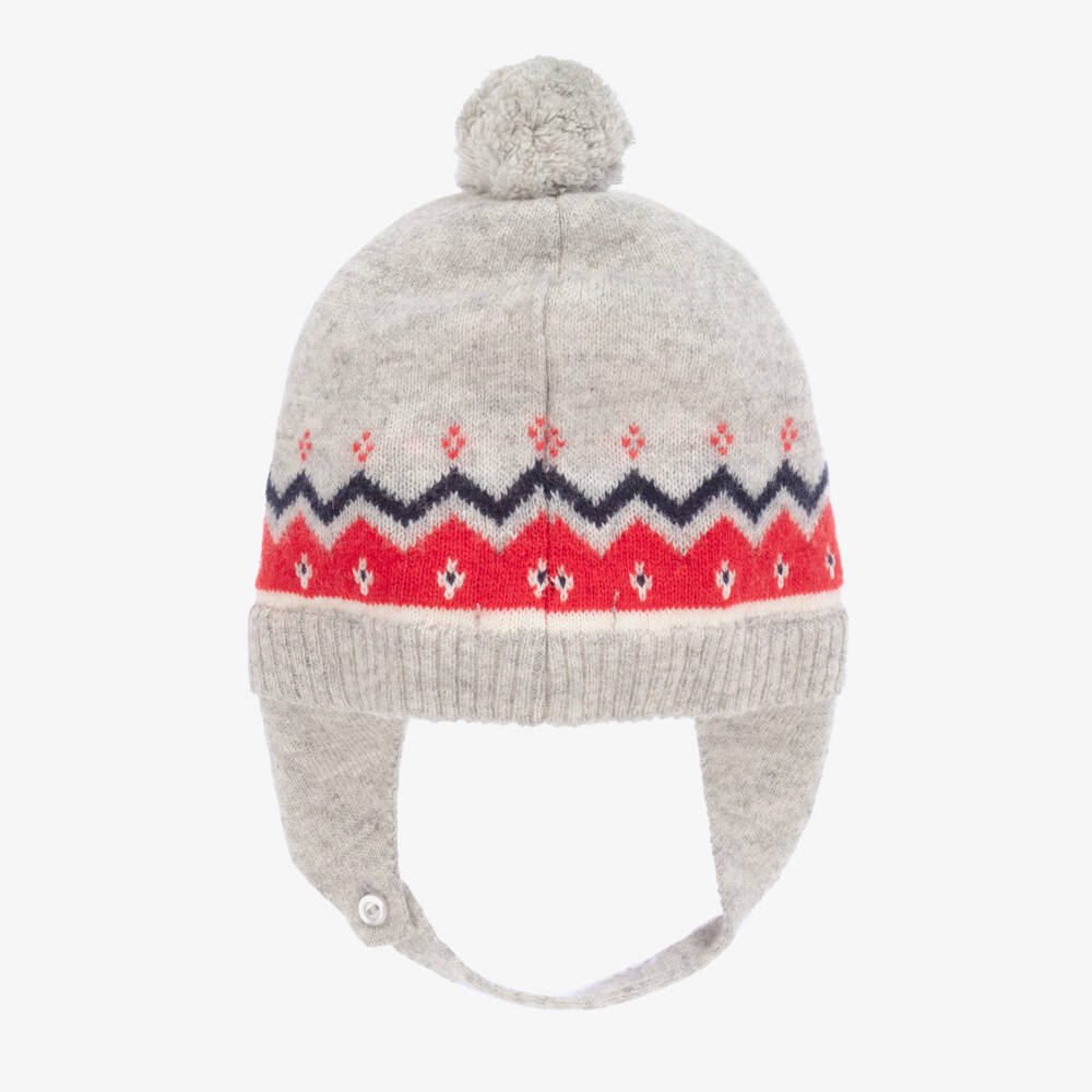 Dr. Kid-Boys Grey Pom-Pom Winter Hat | Childrensalon Outlet