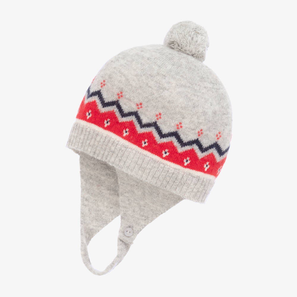Dr. Kid-Boys Grey Pom-Pom Winter Hat | Childrensalon Outlet