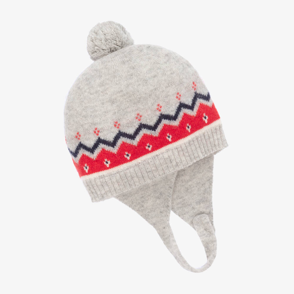 Dr. Kid-Boys Grey Pom-Pom Winter Hat | Childrensalon Outlet