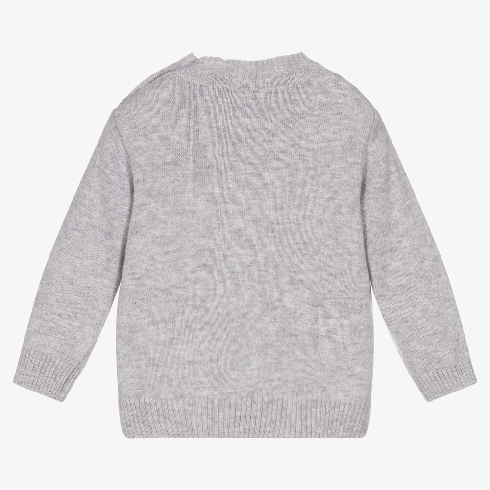 Dr. Kid-كنزة مزيج صوف وقطن محبوك لون رمادي للأولاد | Childrensalon Outlet