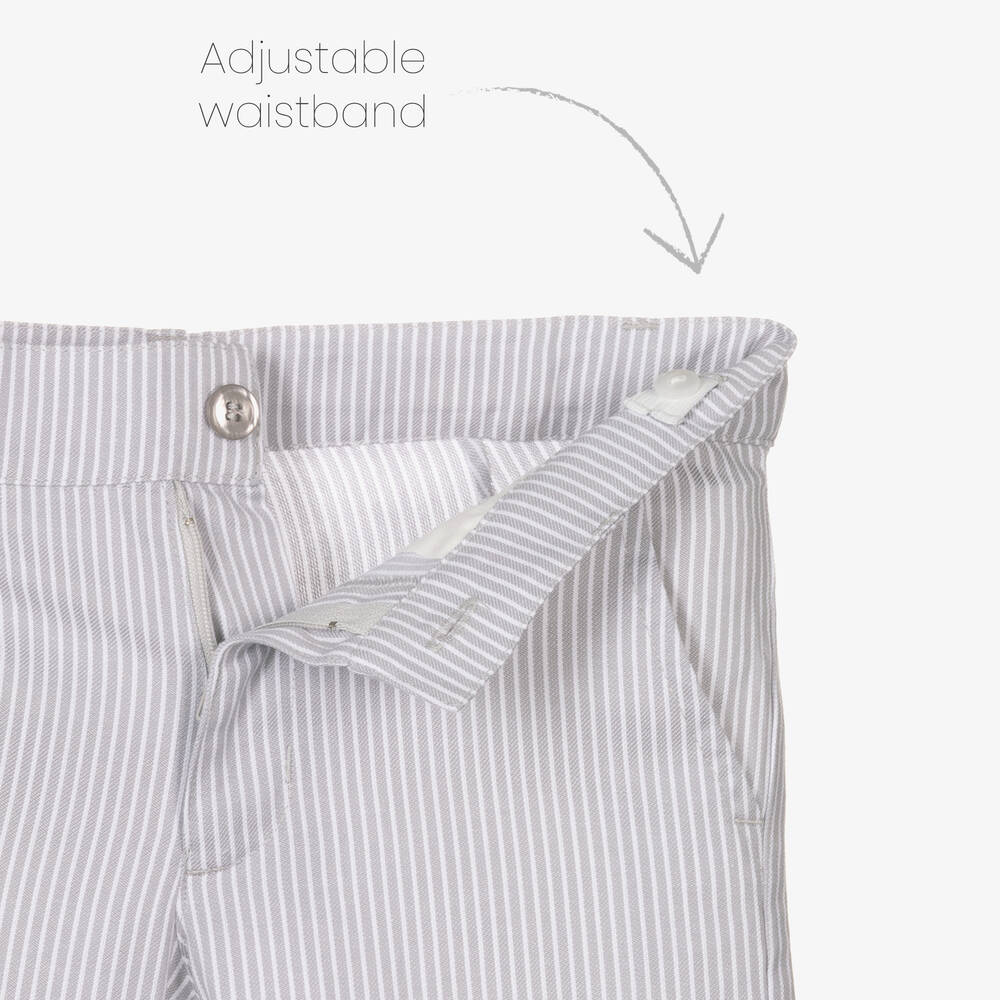 Dr. Kid-Boys Grey Stripe Cotton Shorts | Childrensalon Outlet
