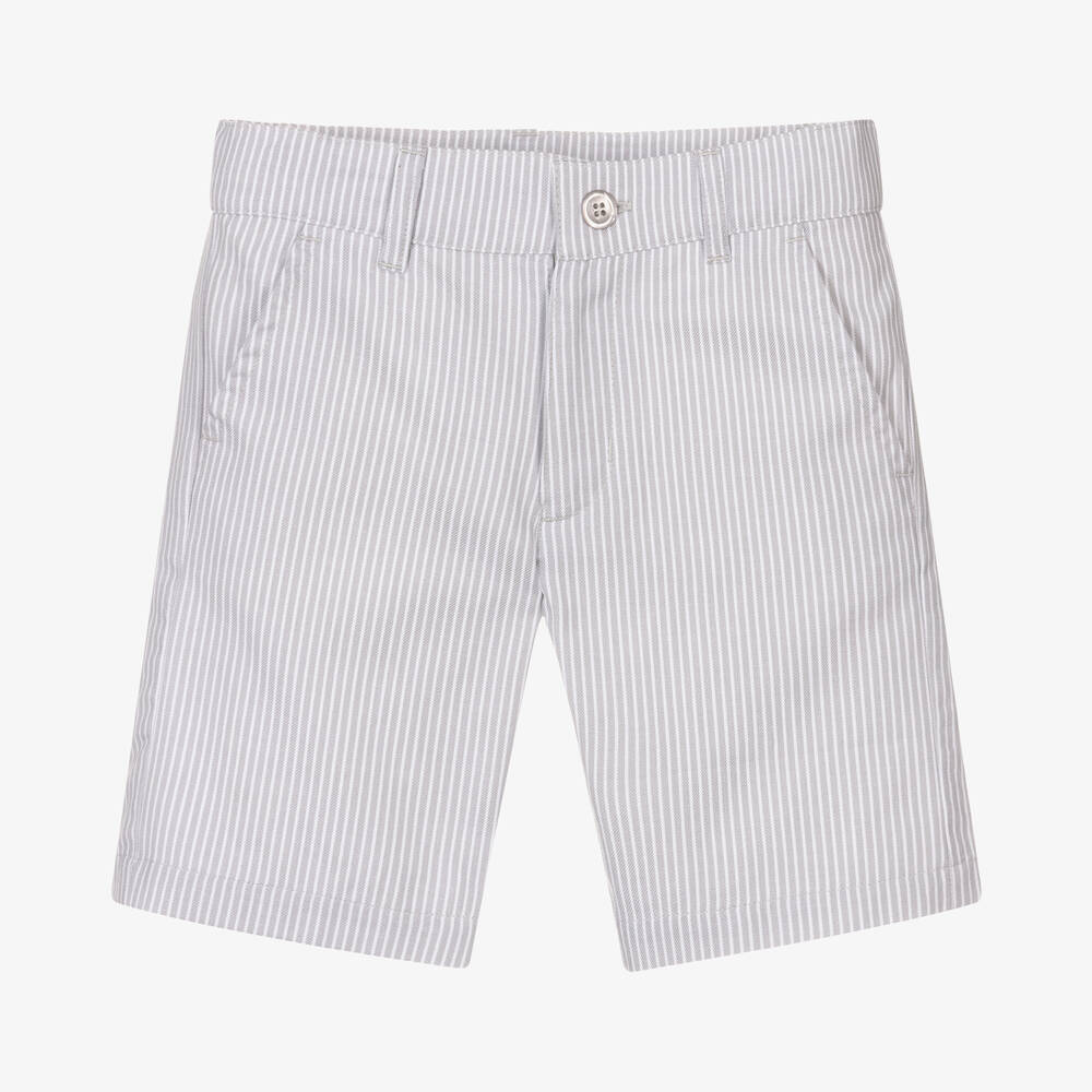 Dr. Kid - Boys Grey Stripe Cotton Shorts | Childrensalon