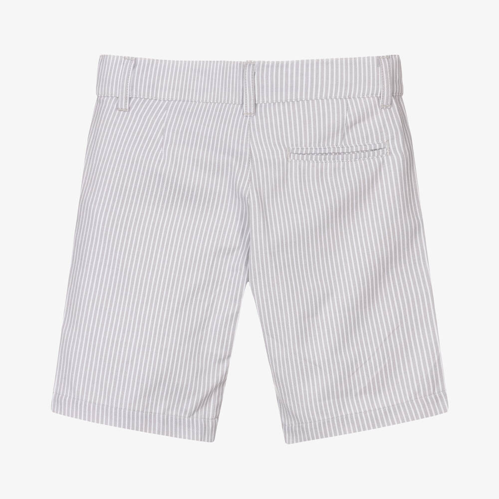 Dr. Kid-Boys Grey Stripe Cotton Shorts | Childrensalon Outlet