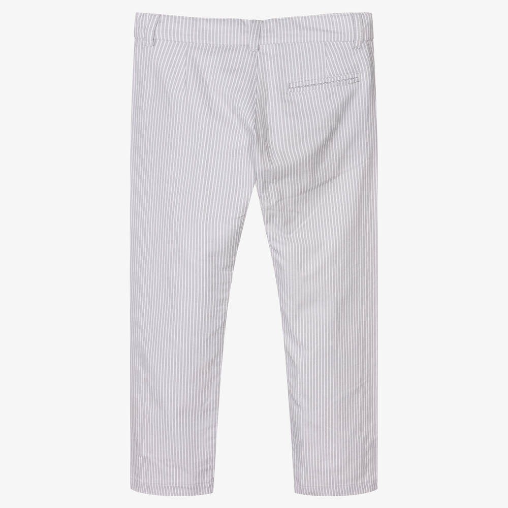 Dr. Kid-Boys Grey Stripe Cotton Trousers | Childrensalon Outlet