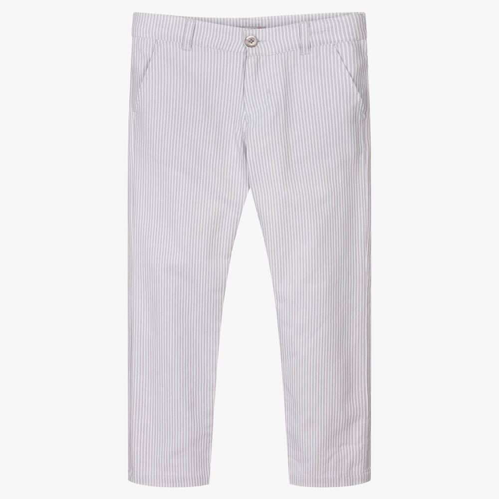 Dr. Kid-Boys Grey Stripe Cotton Trousers | Childrensalon Outlet