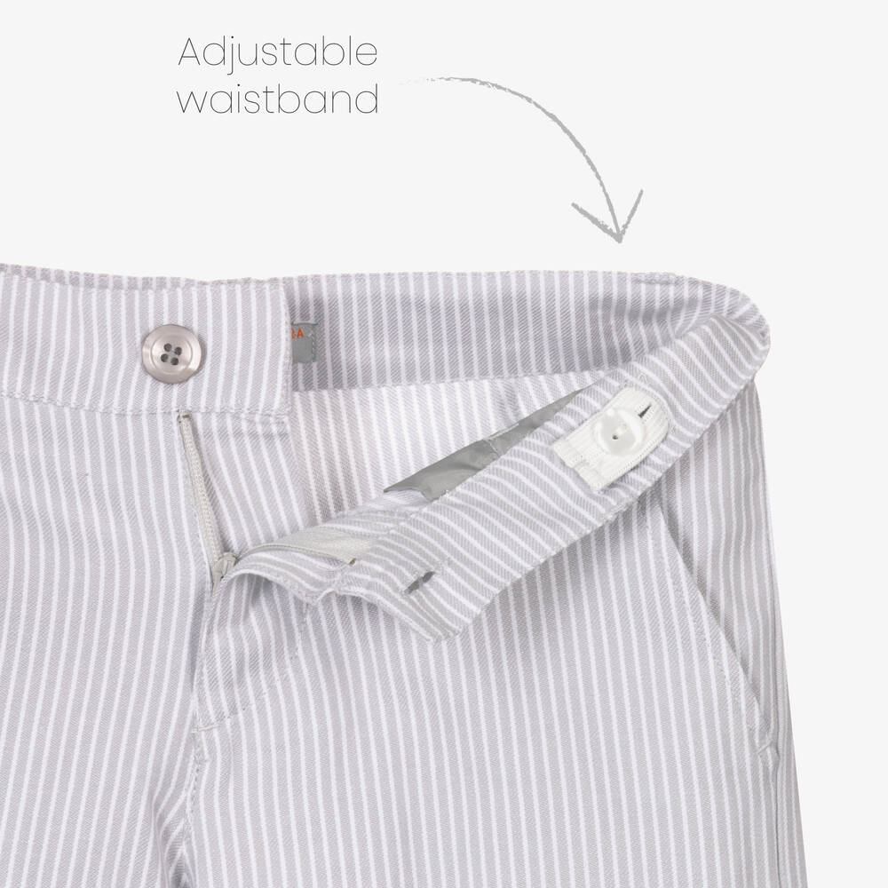 Dr. Kid-Boys Grey Stripe Cotton Trousers | Childrensalon Outlet