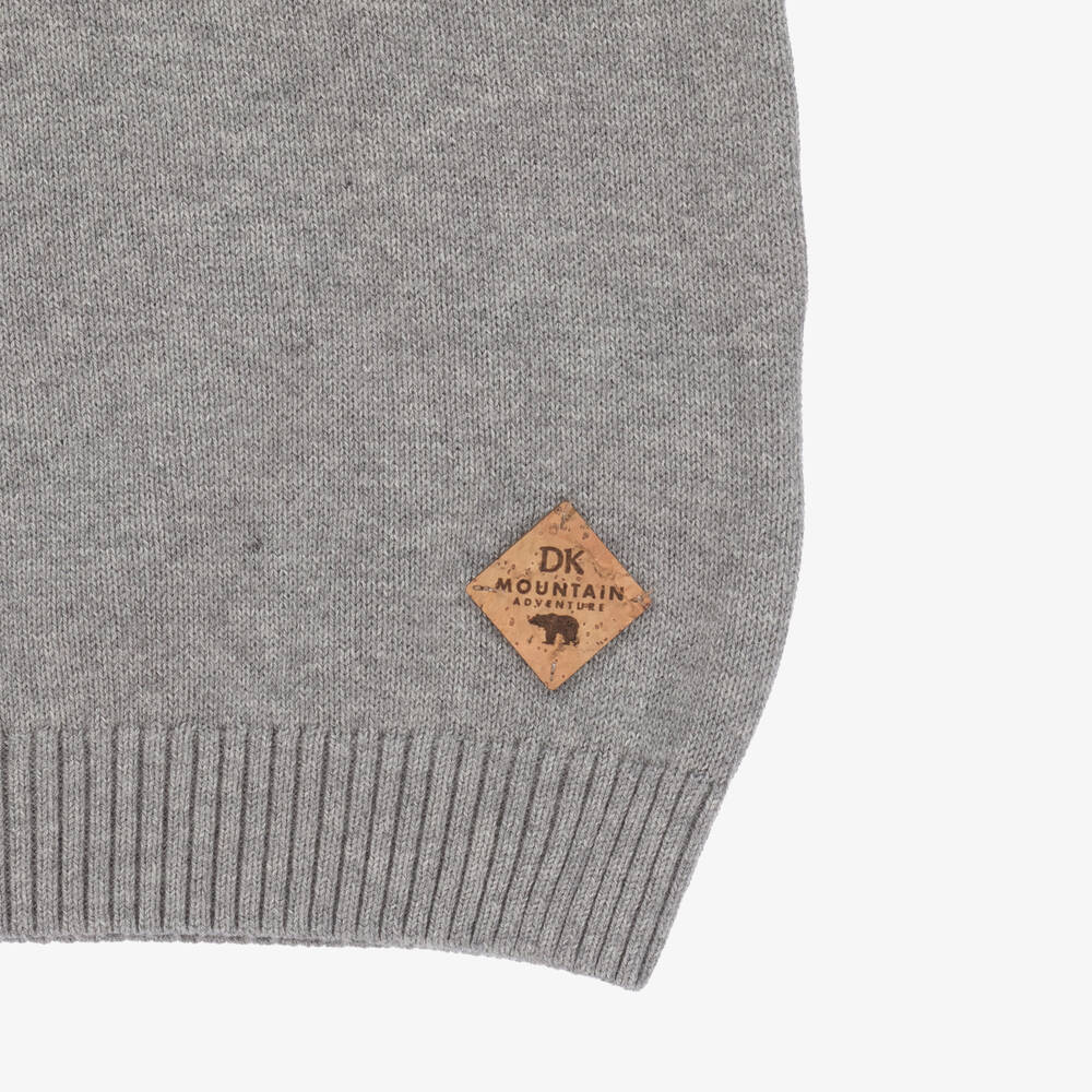 Dr. Kid-بلوفر قطن وصوف محبوك لون رمادي وأصفر للأولاد | Childrensalon Outlet