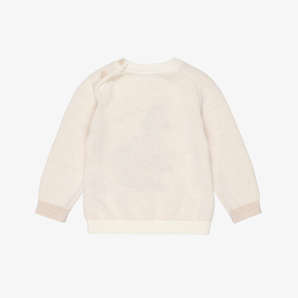 Dr. Kid-Boys Ivory & Beige Cotton Sweater with Horse Motif | Childrensalon Outlet