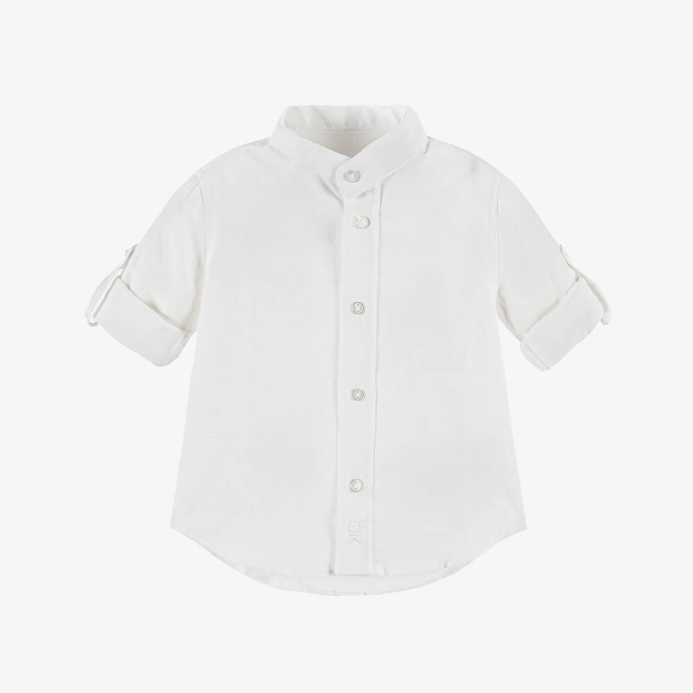 Dr. Kid-Boys Ivory Linen Blend Shirt | Childrensalon Outlet