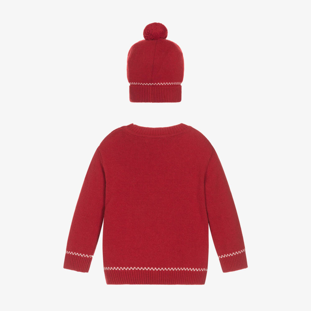 Dr. Kid-Boys Knitted Red Bear Outfit | Childrensalon Outlet