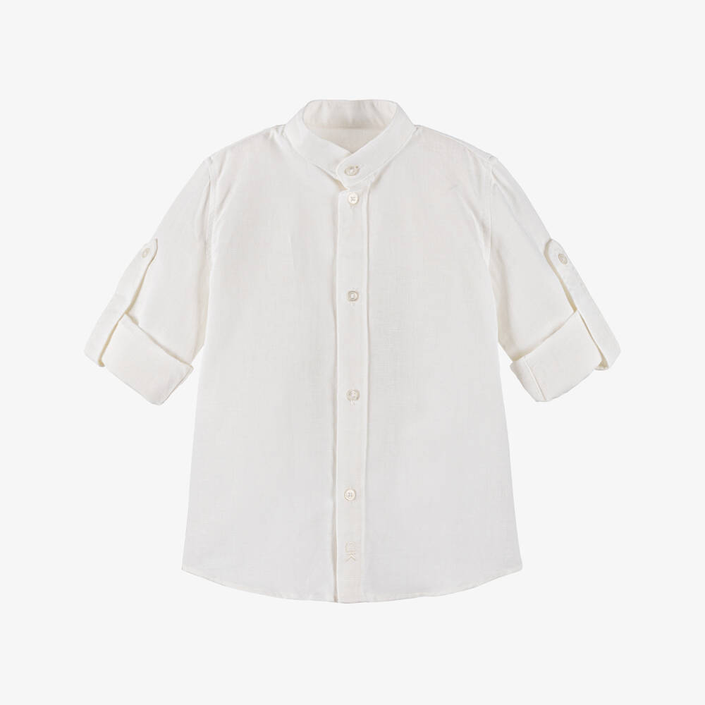 Dr. Kid-Boys Light Ivory Linen Shirt | Childrensalon Outlet