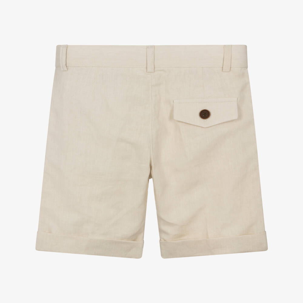 Dr. Kid-Boys Linen-Cotton Beige Bermudas | Childrensalon Outlet