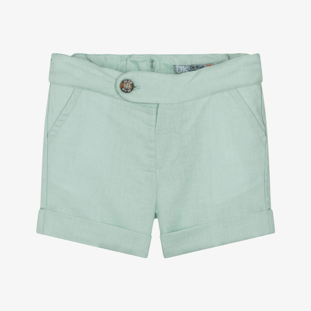 Dr. Kid-Boys Mint Linen Blend Shorts with Suspenders | Childrensalon Outlet