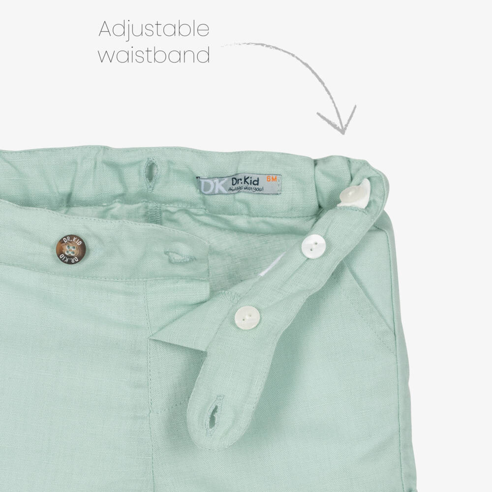 Dr. Kid-Boys Mint Linen Blend Shorts with Suspenders | Childrensalon Outlet