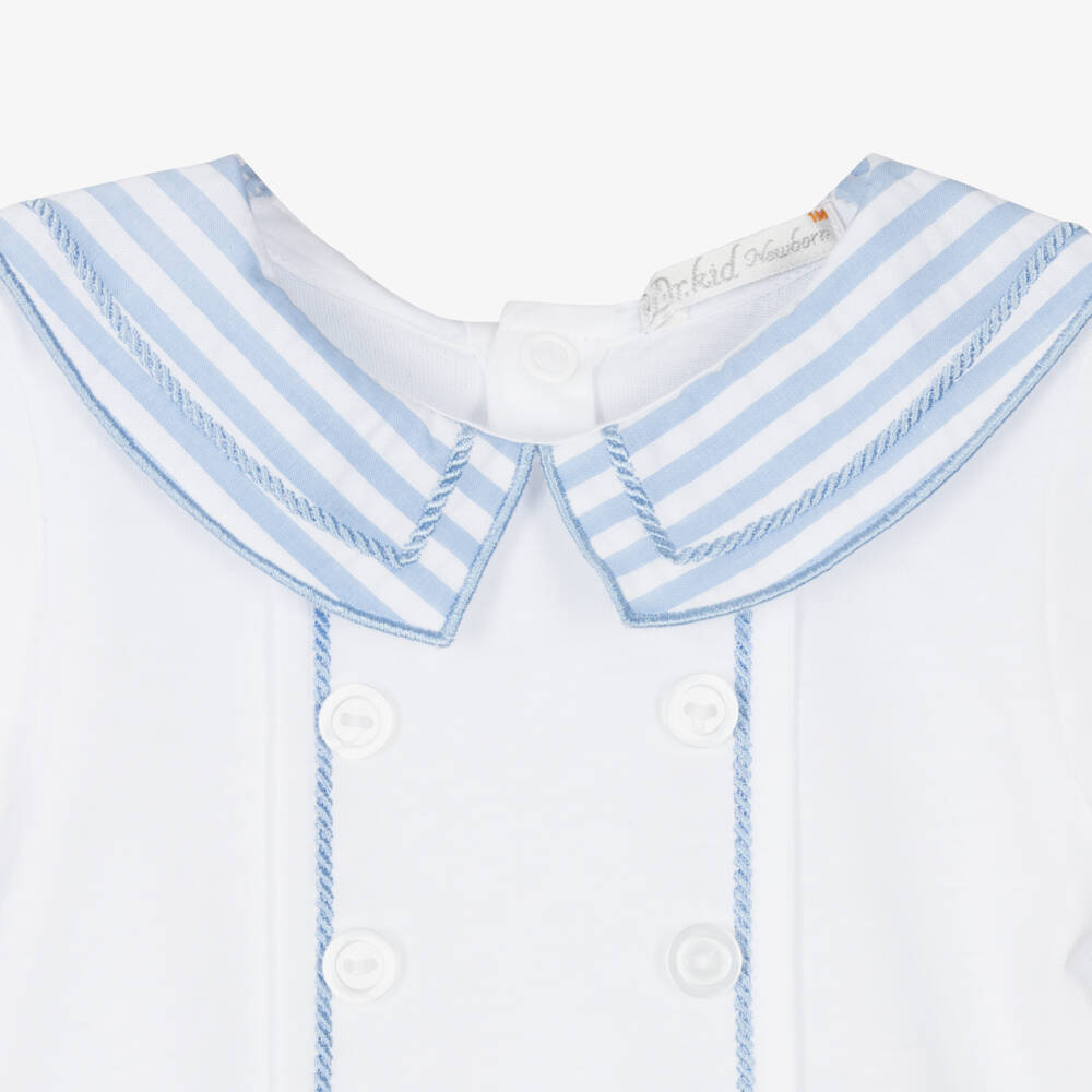 Dr. Kid-Boys Nautical Blue Cotton Romper | Childrensalon Outlet