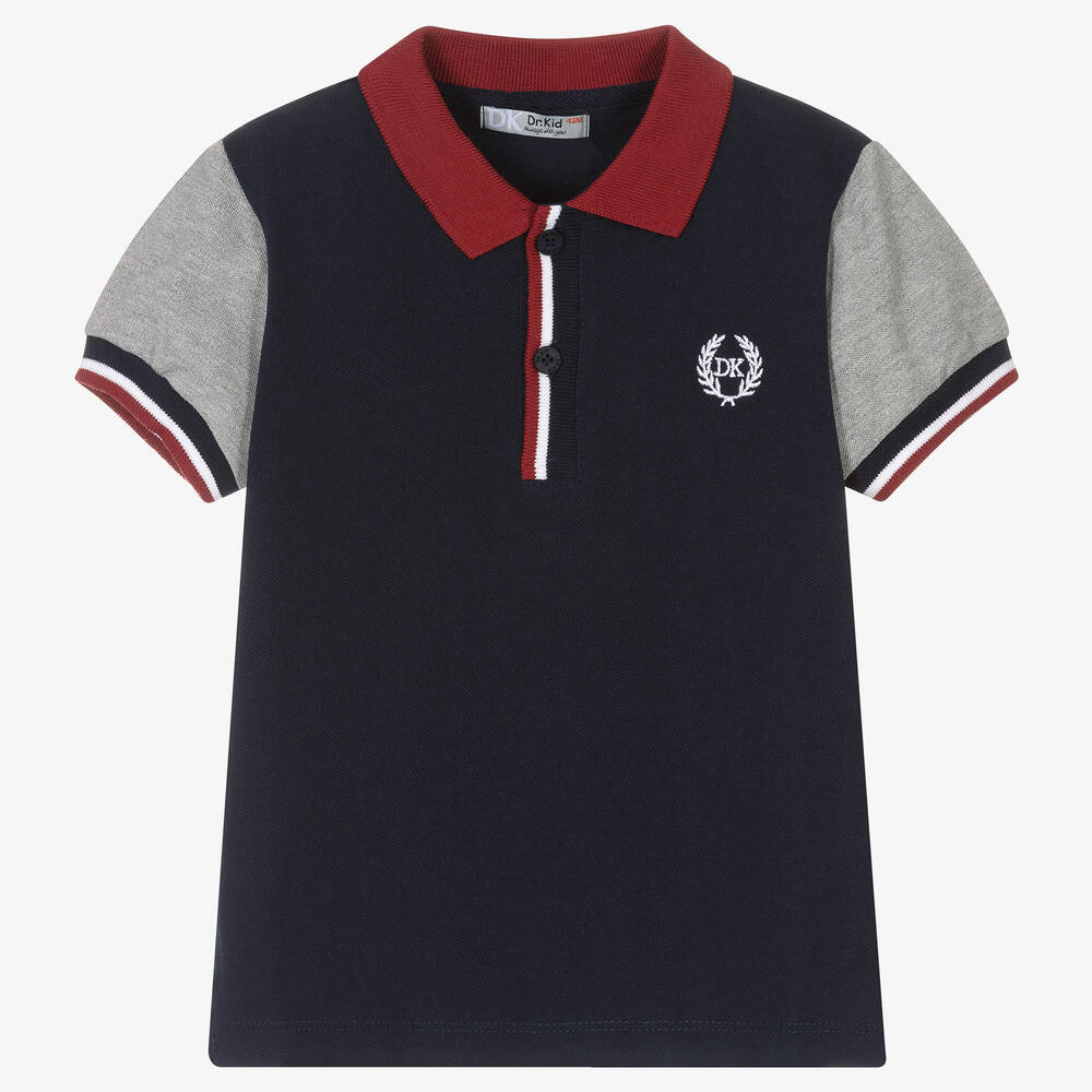 Dr. Kid - Boys Navy Blue Cotton Piqué Polo Shirt | Childrensalon