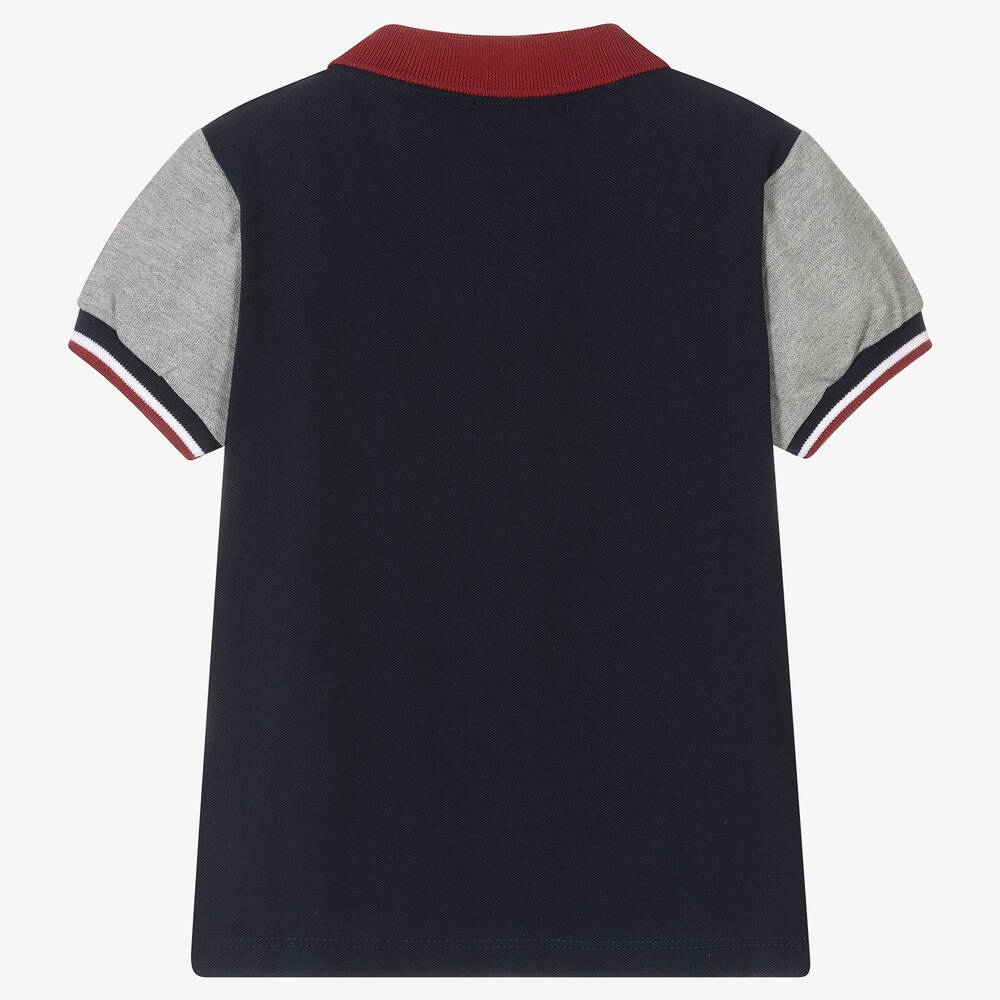 Dr. Kid-Boys Navy Blue Cotton Piqué Polo Shirt | Childrensalon Outlet