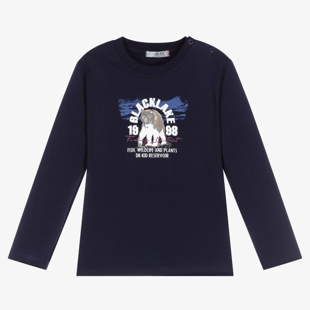 Dr. Kid-Boys Navy Blue Cotton Top | Childrensalon Outlet