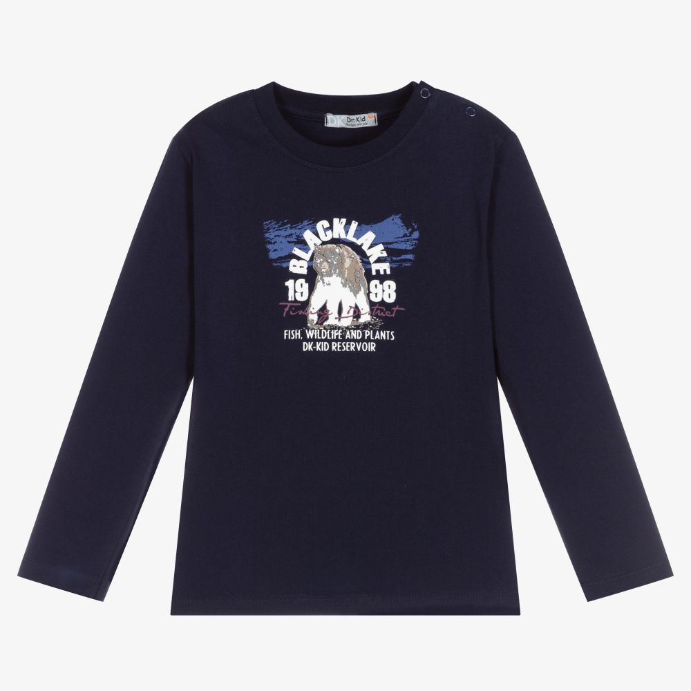 Dr. Kid - Boys Navy Blue Cotton Top | Childrensalon