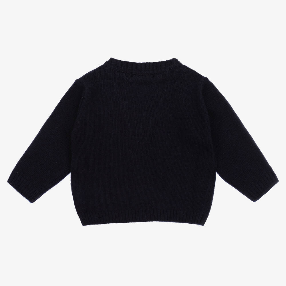 Dr. Kid-Boys Navy Blue Knitted Wool Cardigan | Childrensalon Outlet