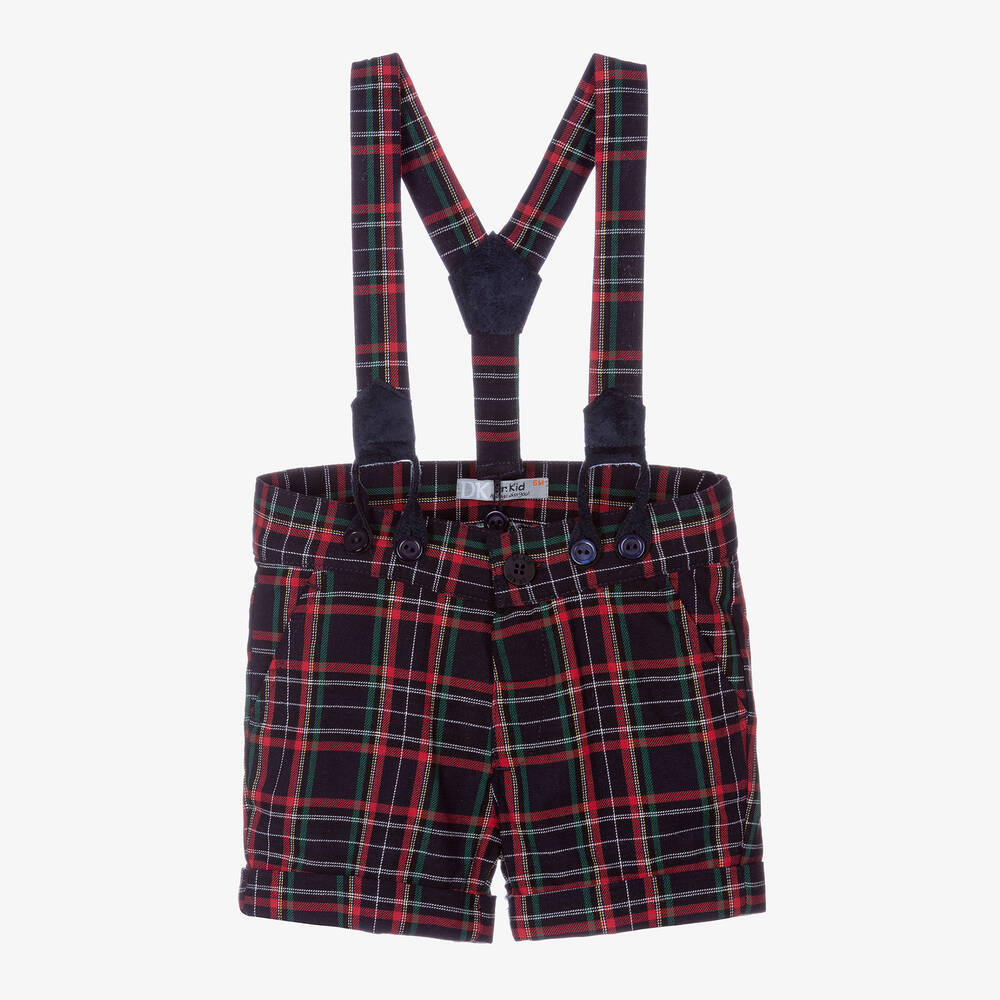 Dr. Kid - Boys Navy Blue & Red Checked Shorts | Childrensalon