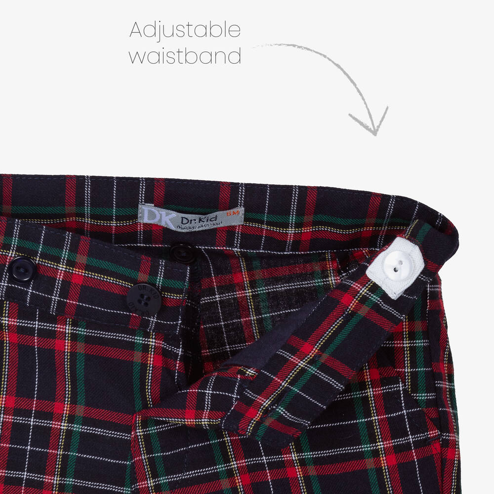 Dr. Kid-شورت قطن كاروهات لون كحلي وأحمر للأولاد | Childrensalon Outlet