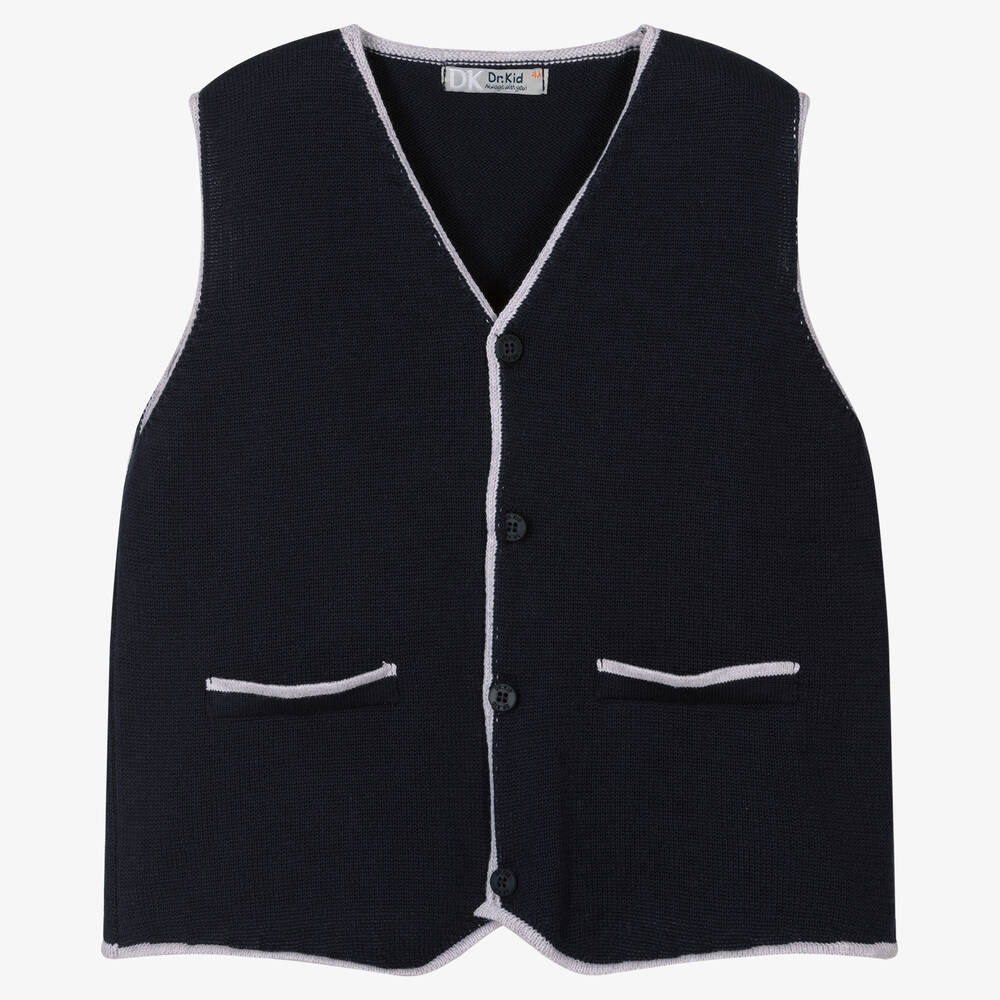 Dr. Kid - Boys Navy Blue Sleeveless Cardigan | Childrensalon