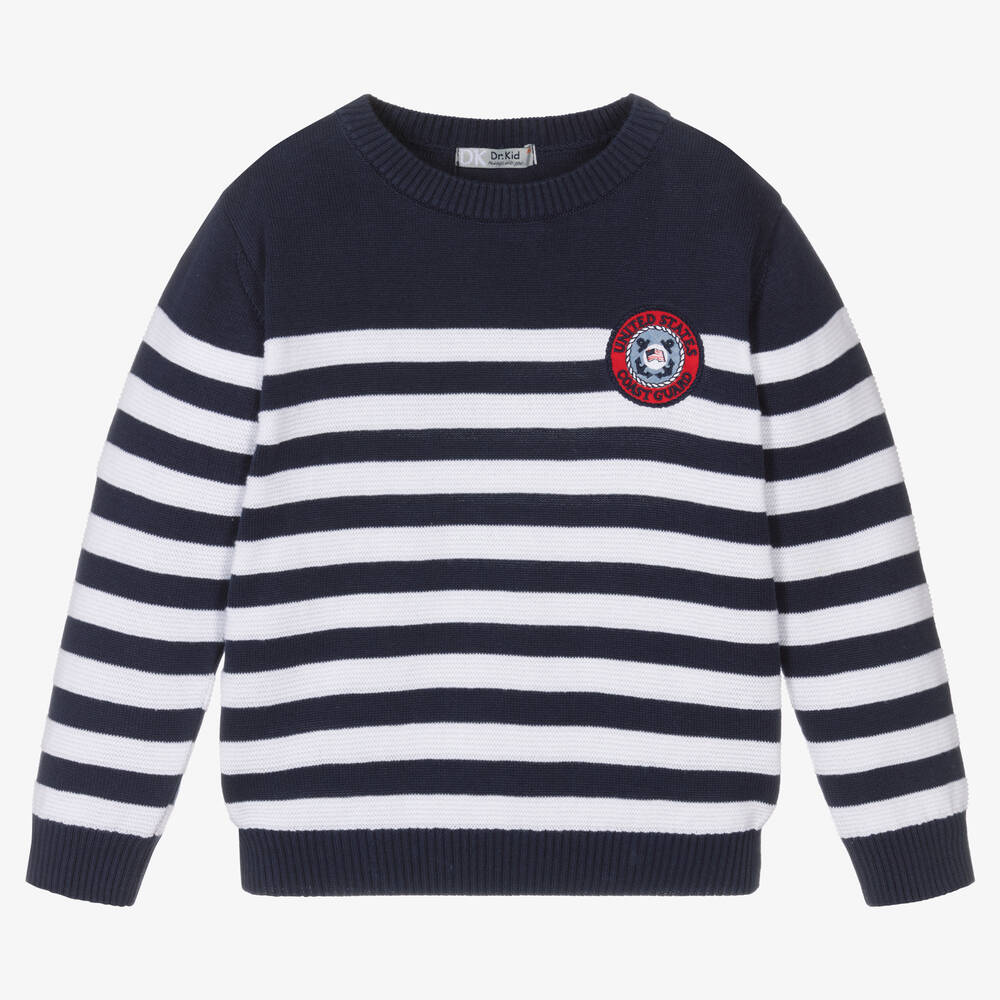 Dr. Kid - Boys Navy Blue & White Knitted Sweater | Childrensalon