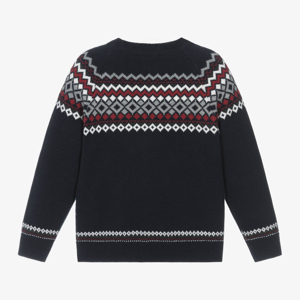 Dr. Kid-Boys Navy Fair Isle Jumper | Childrensalon Outlet