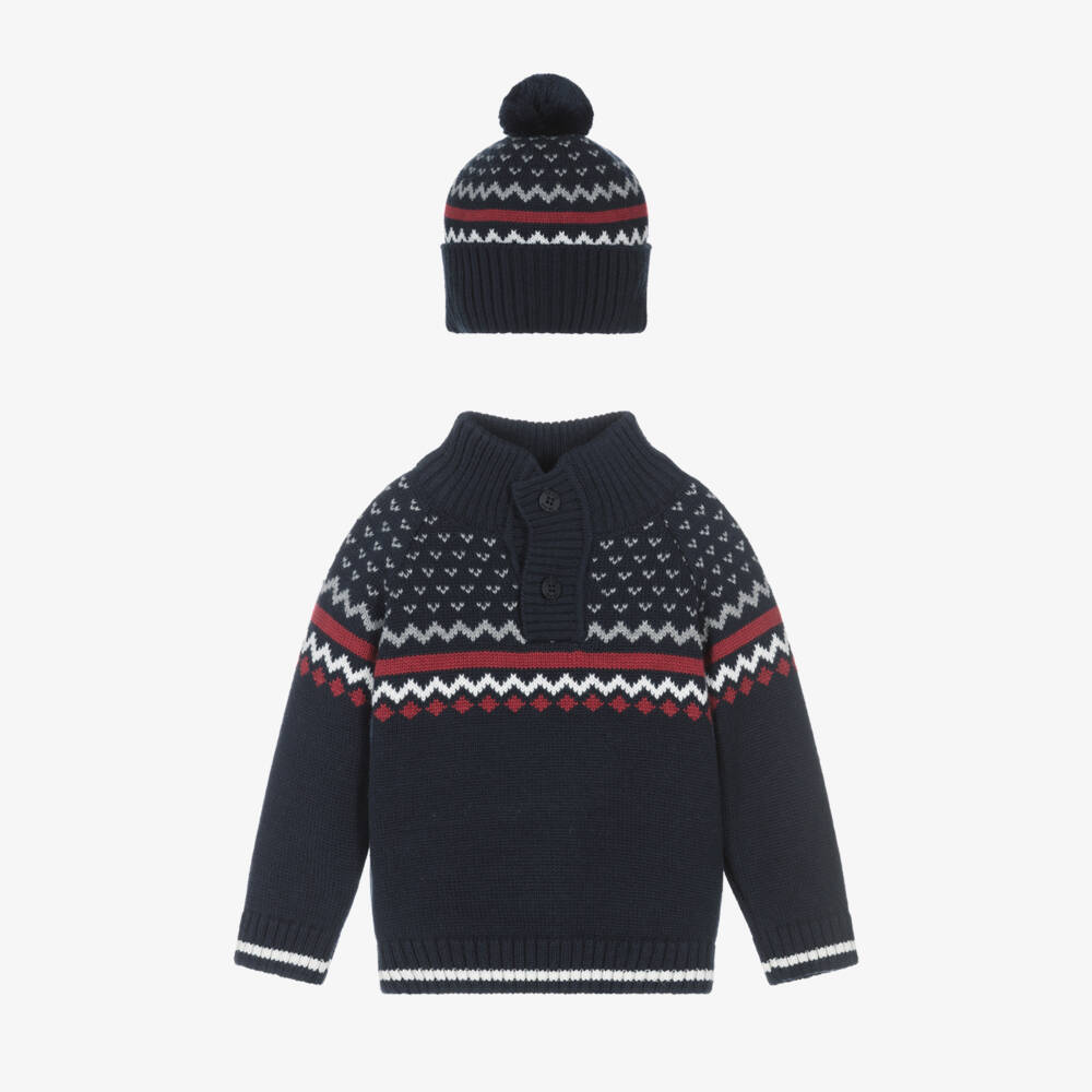 Dr. Kid-Boys Navy Fair Isle Knit Set | Childrensalon Outlet