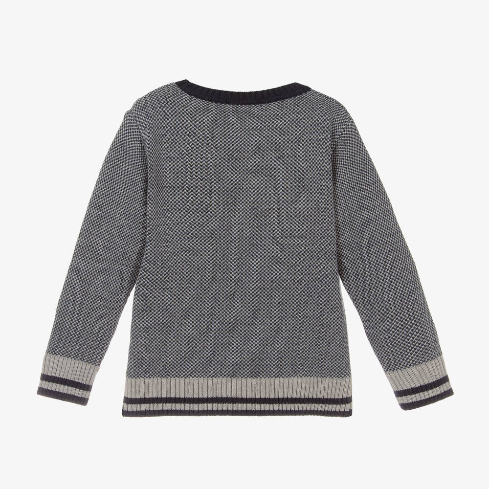 Dr. Kid-Boys Navy & Grey Knitted Sweater | Childrensalon Outlet