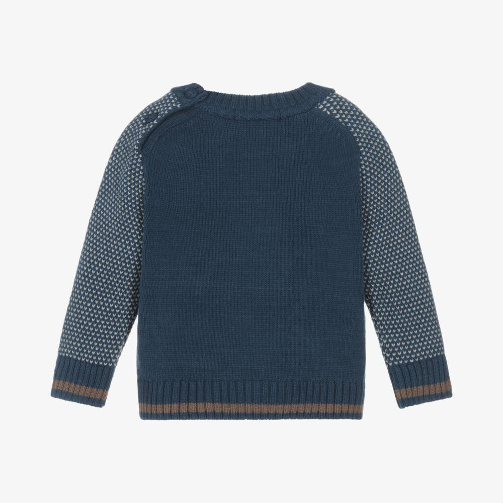 Dr. Kid-Boys Navy Knit Bear Pullover | Childrensalon Outlet