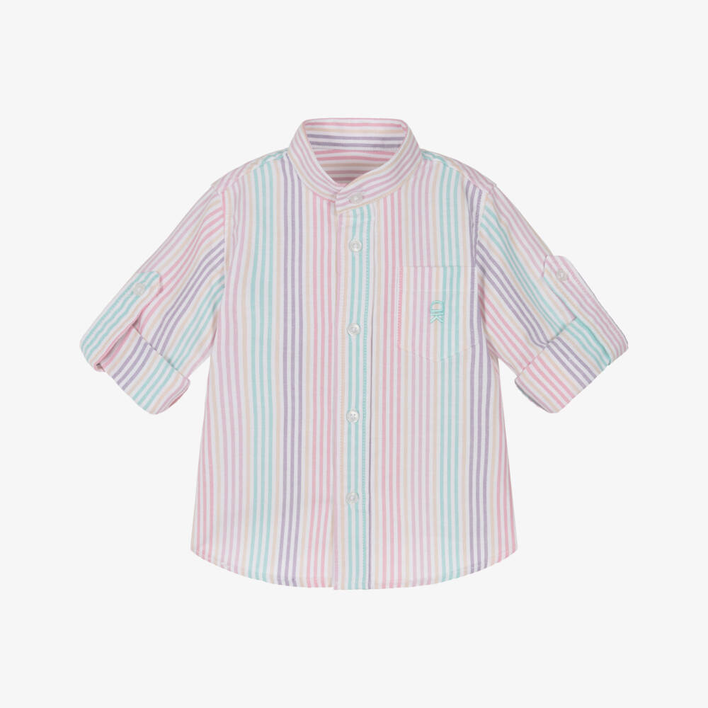 Dr. Kid-Boys Pastel Striped Cotton Collarless Shirt | Childrensalon Outlet