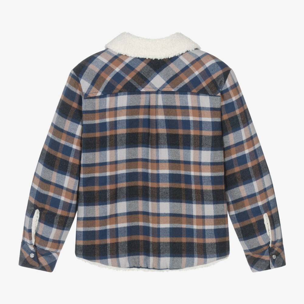 Dr. Kid-جاكيت كاروهات قطن لون أزرق وبيج للأولاد | Childrensalon Outlet