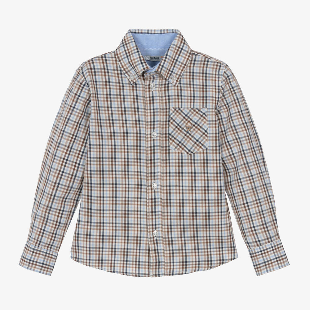 Dr. Kid-Boys Plaid Cotton Long Sleeve Shirt | Childrensalon Outlet