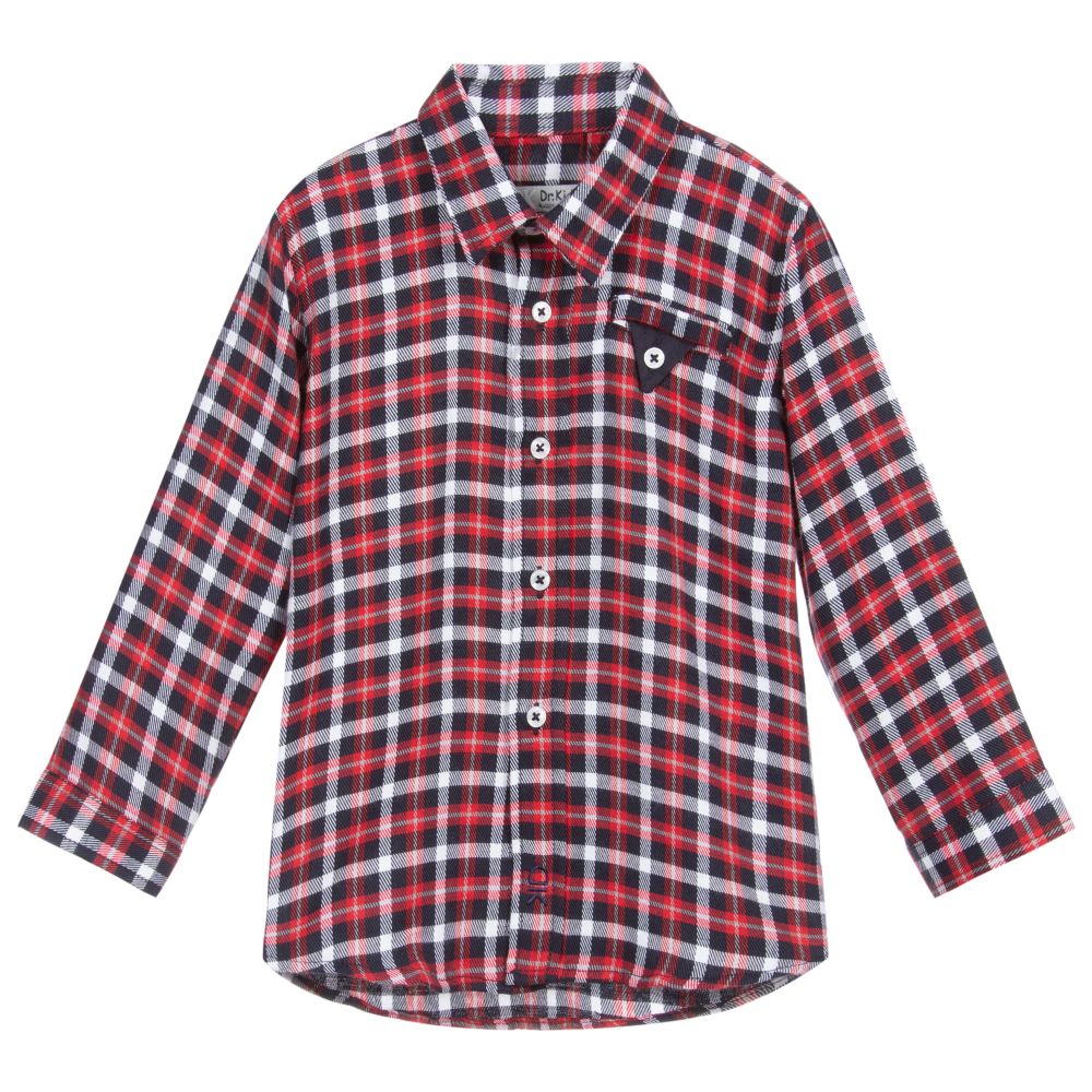 Dr. Kid - Boys Red & Blue Check Shirt | Childrensalon