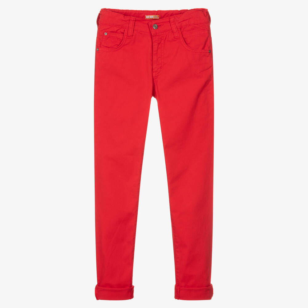 Dr. Kid - Boys Red Cotton Trousers | Childrensalon