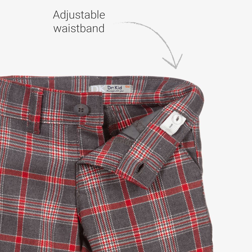 Dr. Kid-Красно-серые шорты в клетку для мальчиков | Childrensalon Outlet