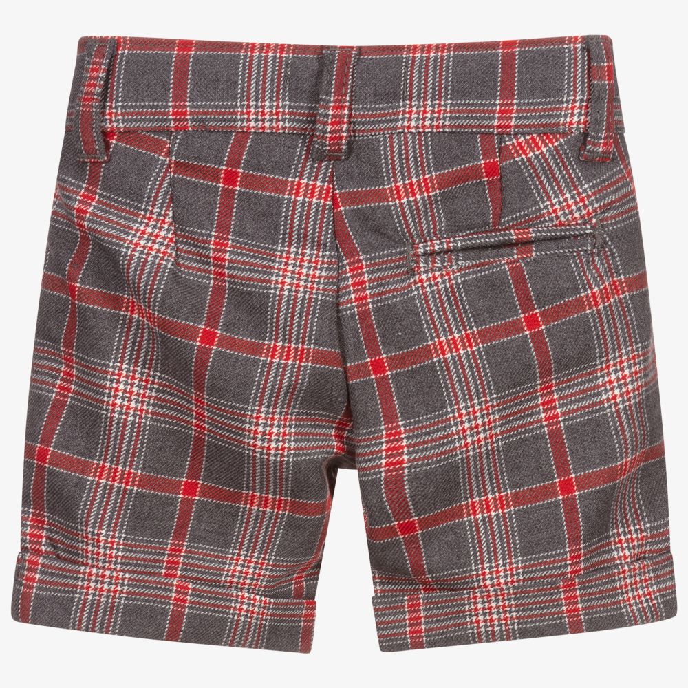 Dr. Kid-Красно-серые шорты в клетку для мальчиков | Childrensalon Outlet