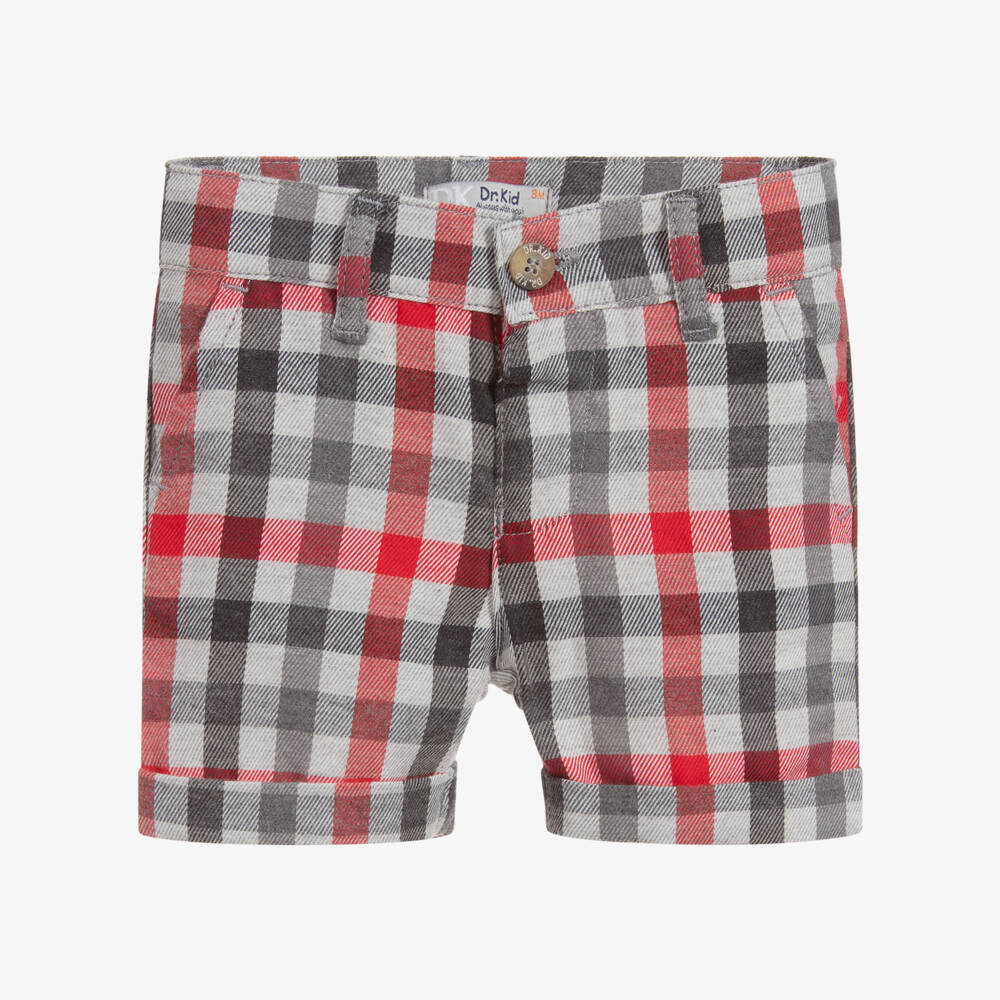 Dr. Kid-Boys Red & Grey Cotton Shorts | Childrensalon Outlet